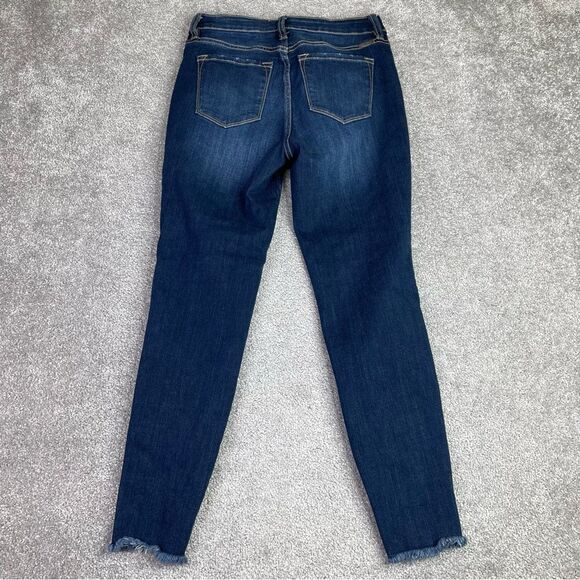 KanCan Jeans Women's 7/27 Blue Skinny Mid-Rise Dark Denim Stretch Distressed - Picture 3 of 12